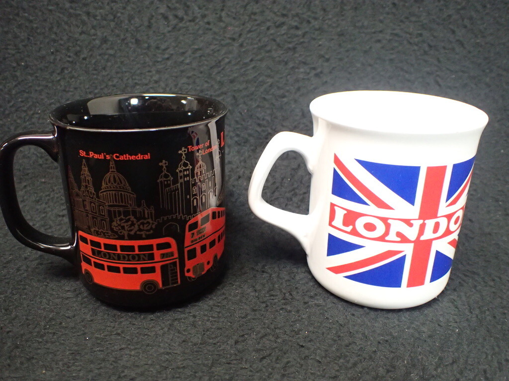 Lot of (2) London United Kingdom 11 oz Ceramic Coffee Mugs Cups