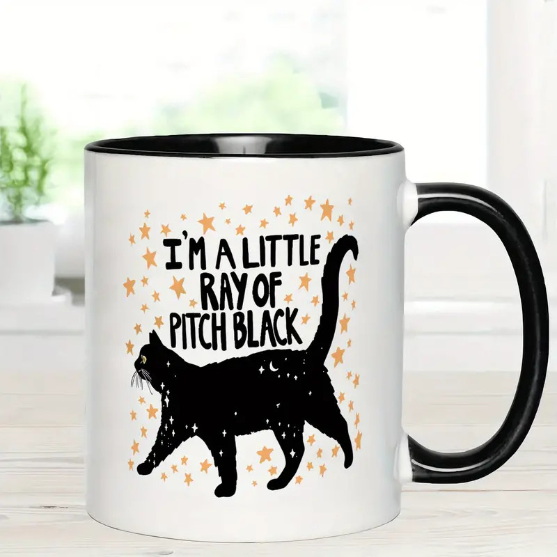 11 oz, black cat funny Mug birthday gift drinking cup ceramic room decoration