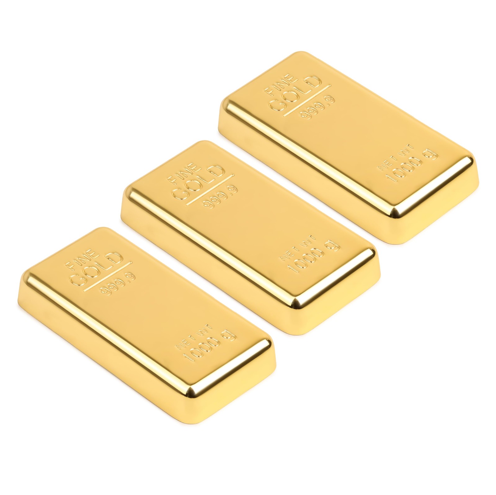 3 PCS Gold Bar Paperweight Fake Metal Desk Decor Realistic Replica Gift Home