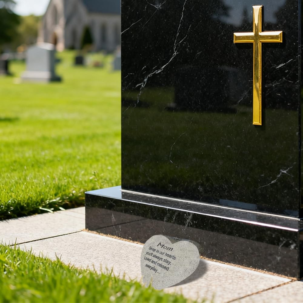 Heart Memorial Stone for Mom, Memorial Garden Stone-in Memory of Loved Gifts,…
