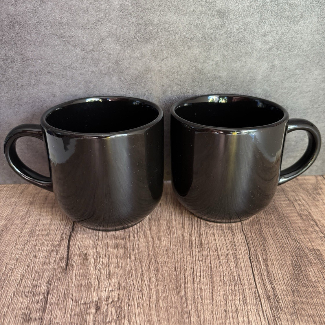 Gibson Ceramic Coffee Mugs Set of 2 Black Solid Color Dishwasher Safe