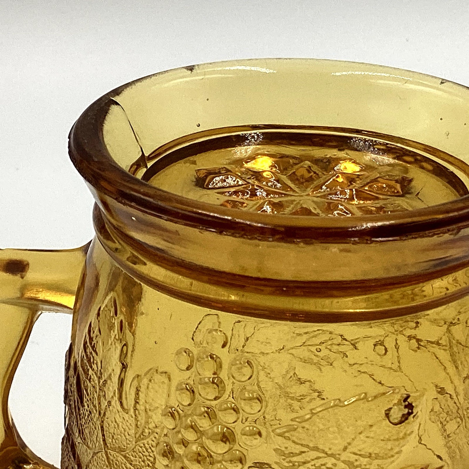 EAPG Bryce Brothers Amber Glass Mug Grape Bunch