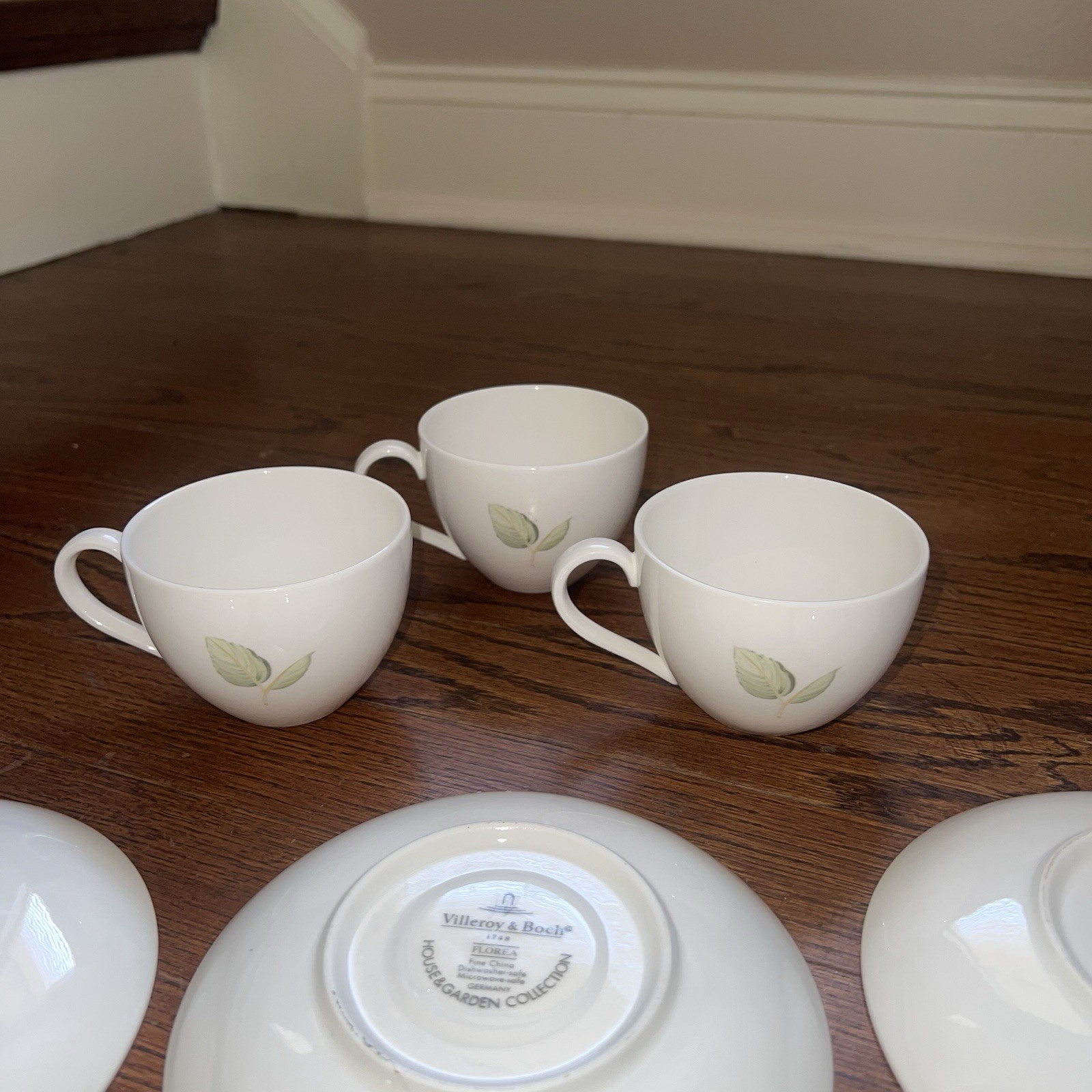 Set of 3 Villeroy & Boch Florea Butterfly Tea Cups /Saucers Germany Luxembourg