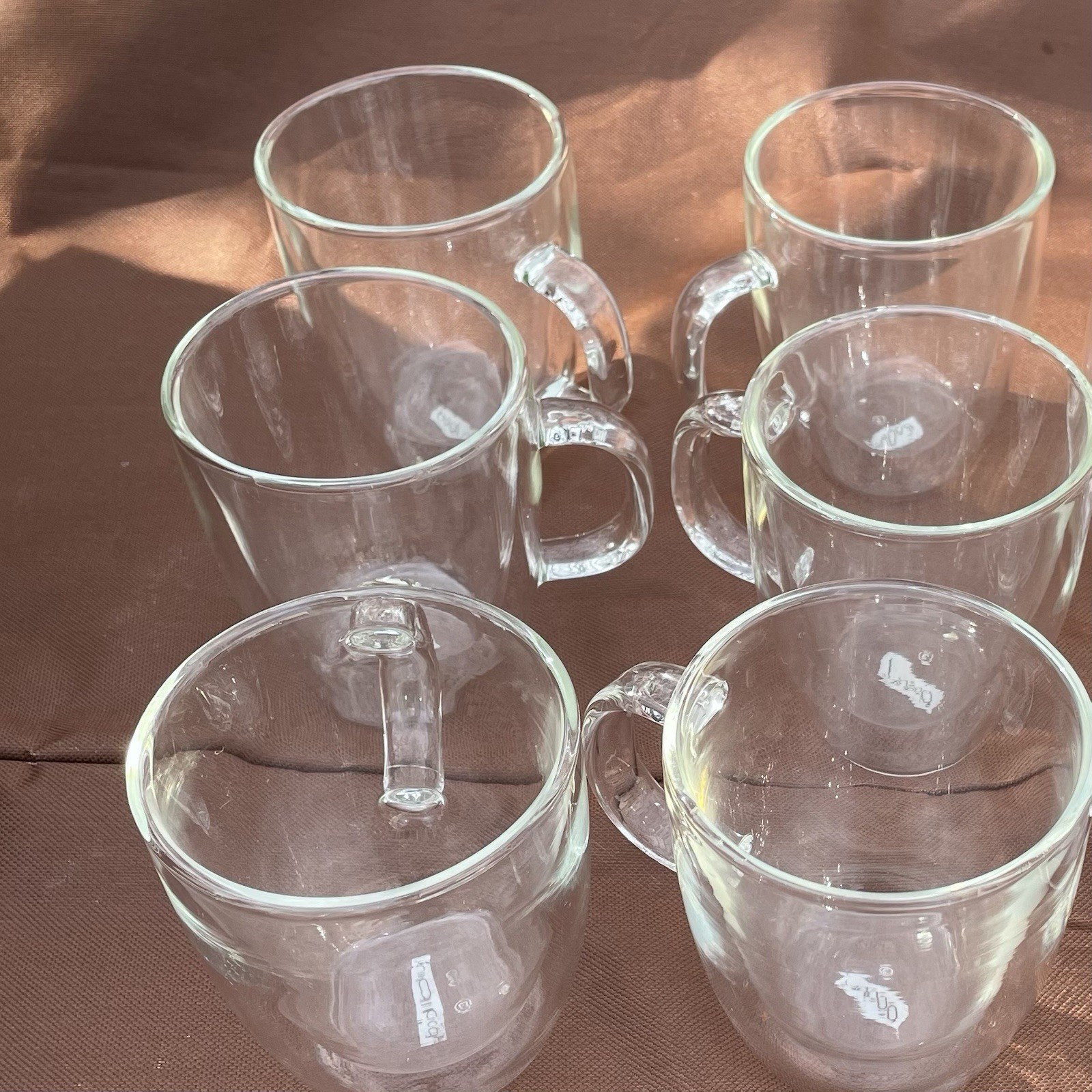mubod Double Walled Clear Glass Round Solid Color Coffee Mug Six-Piece Set of 6