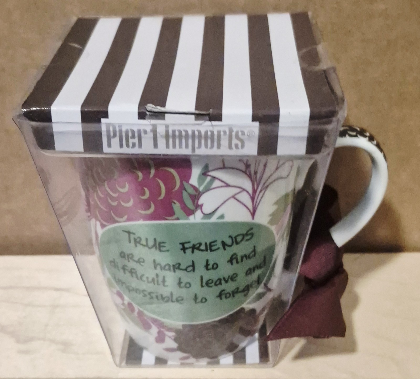 Pier 1 Imports “True Friends” Porcelain Coffee Tea Mug Cup 4.25-in 10oz. NEW NIB