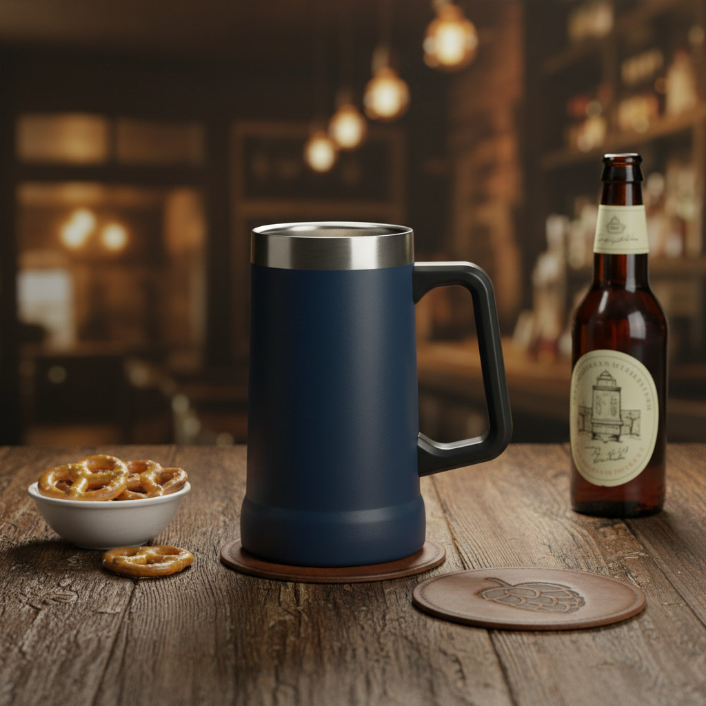 Stainless Steel Beer Mug Double Wall Insulated Beer 23.7 oz Stein Matte Blue