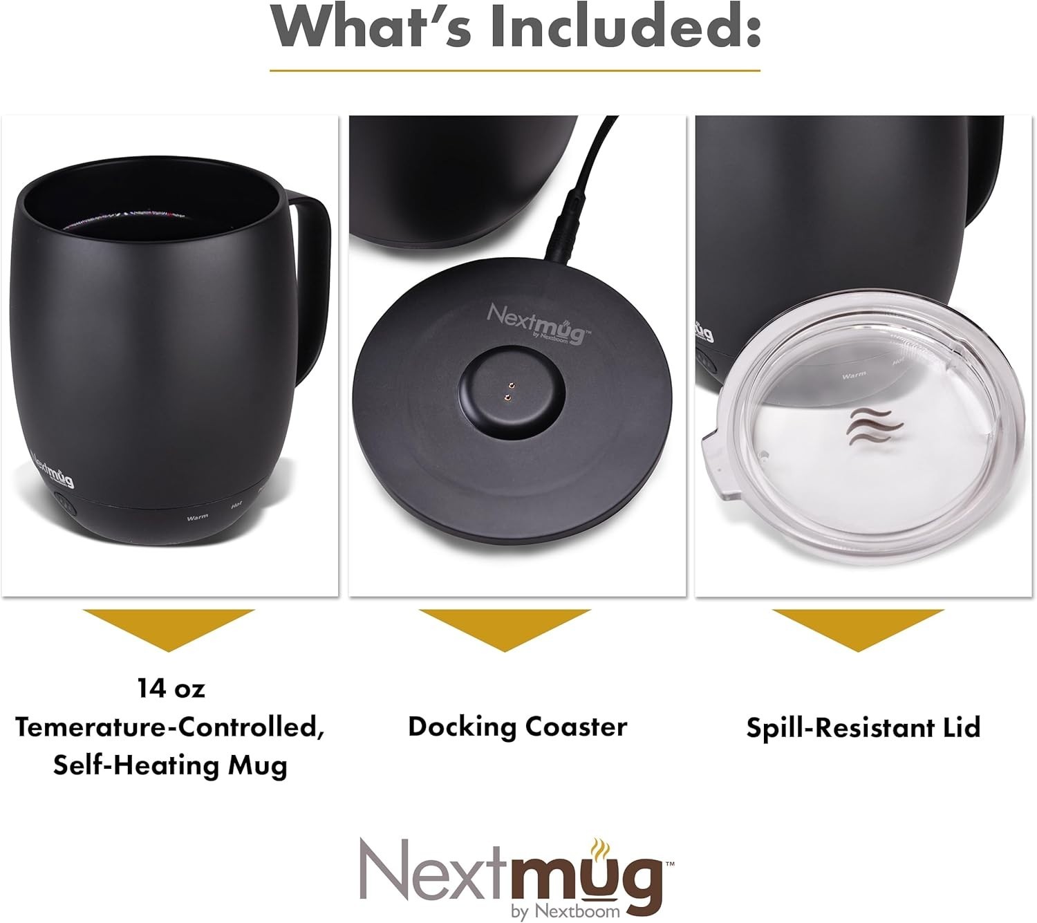 Temperature-Controlled, Self-Heating Coffee Mug Black