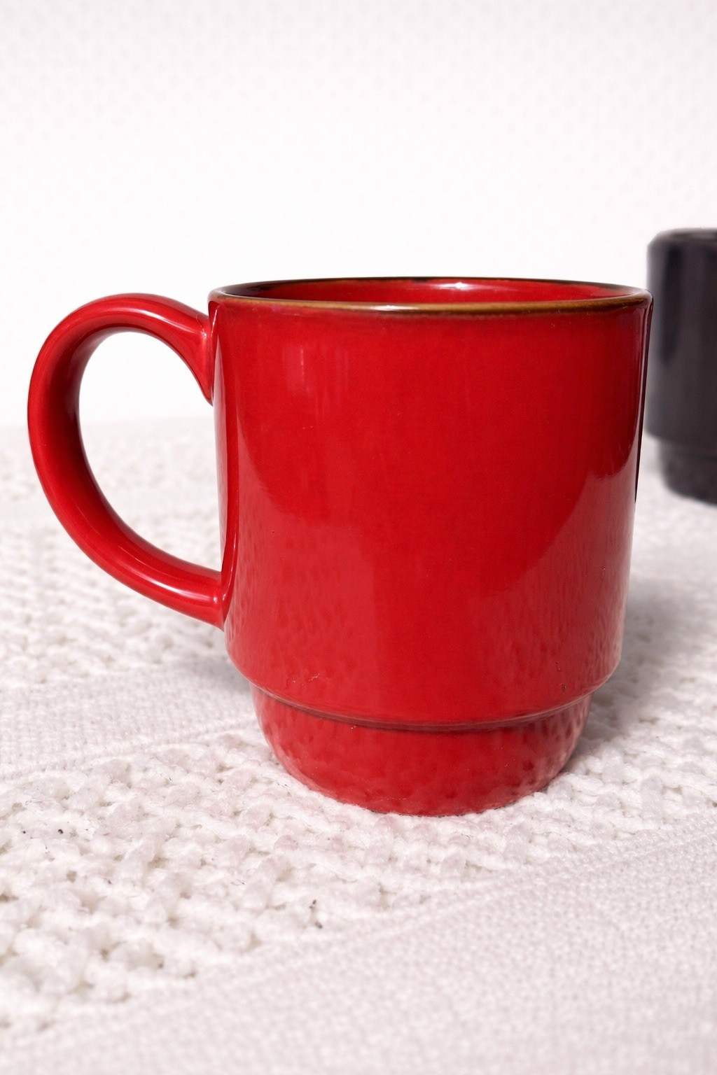 Ceramic Solid Color Coffee Mug Set Red Blue Brown Three-Piece