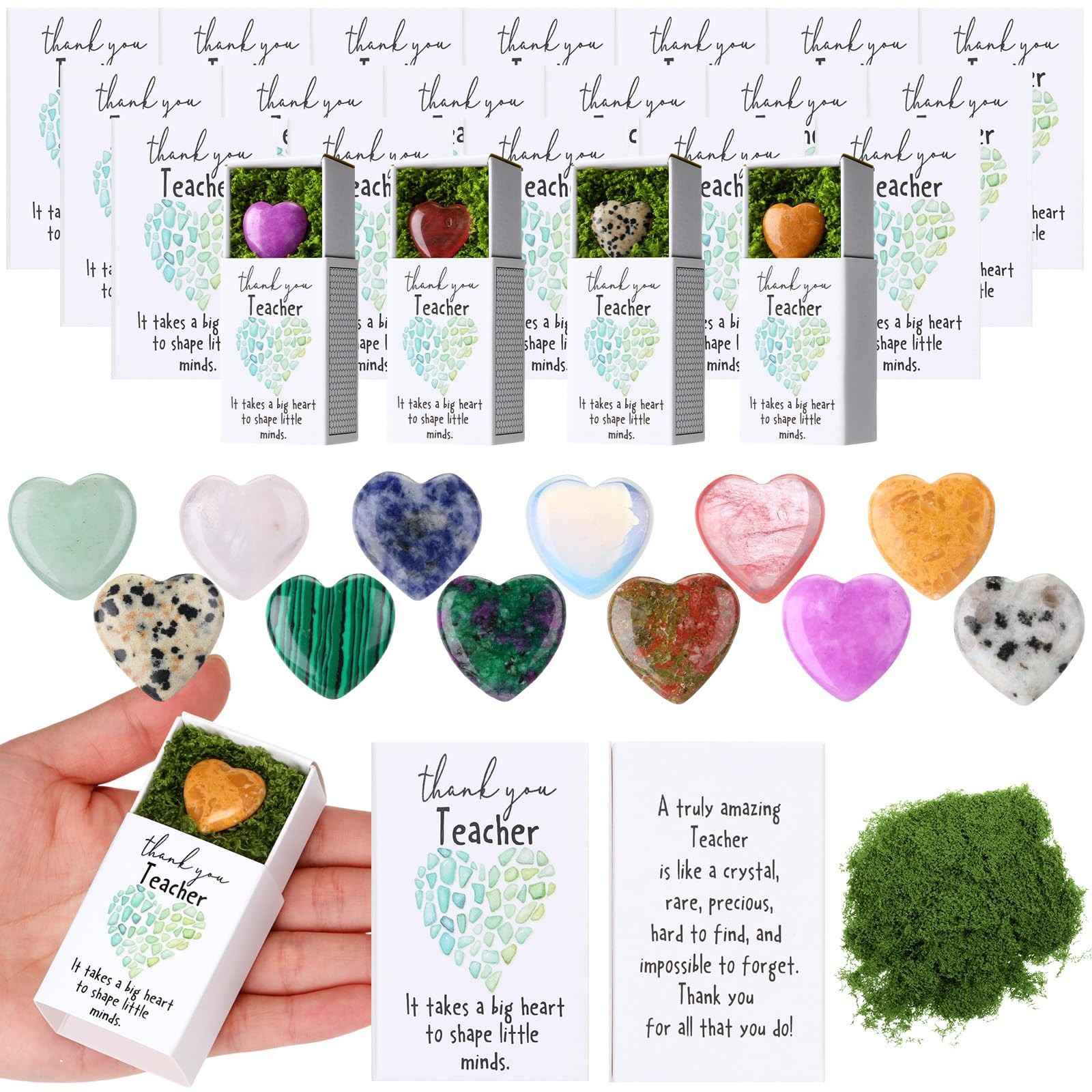 12 PCS Teacher Appreciation Gifts Bulk Emotional Support Crystal Stones Desk