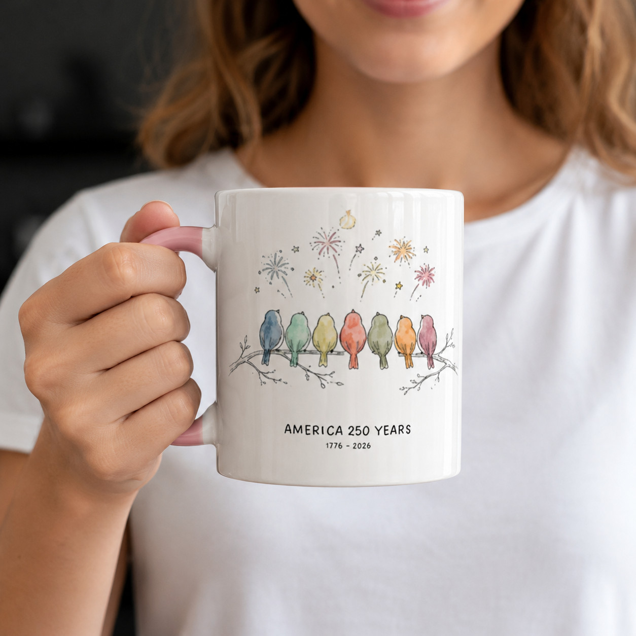 Birds On A Branch Mug America 250 Years Patriotic Bird Lover Cup