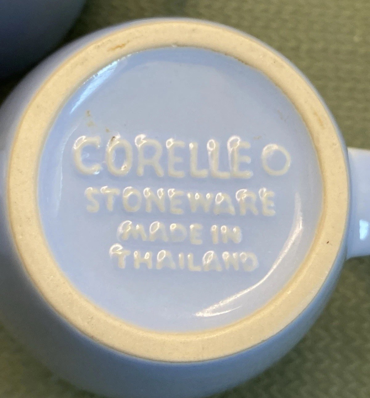 Corelle Light Blue Stoneware Coffee Mugs Solid Color Round Set of 3
