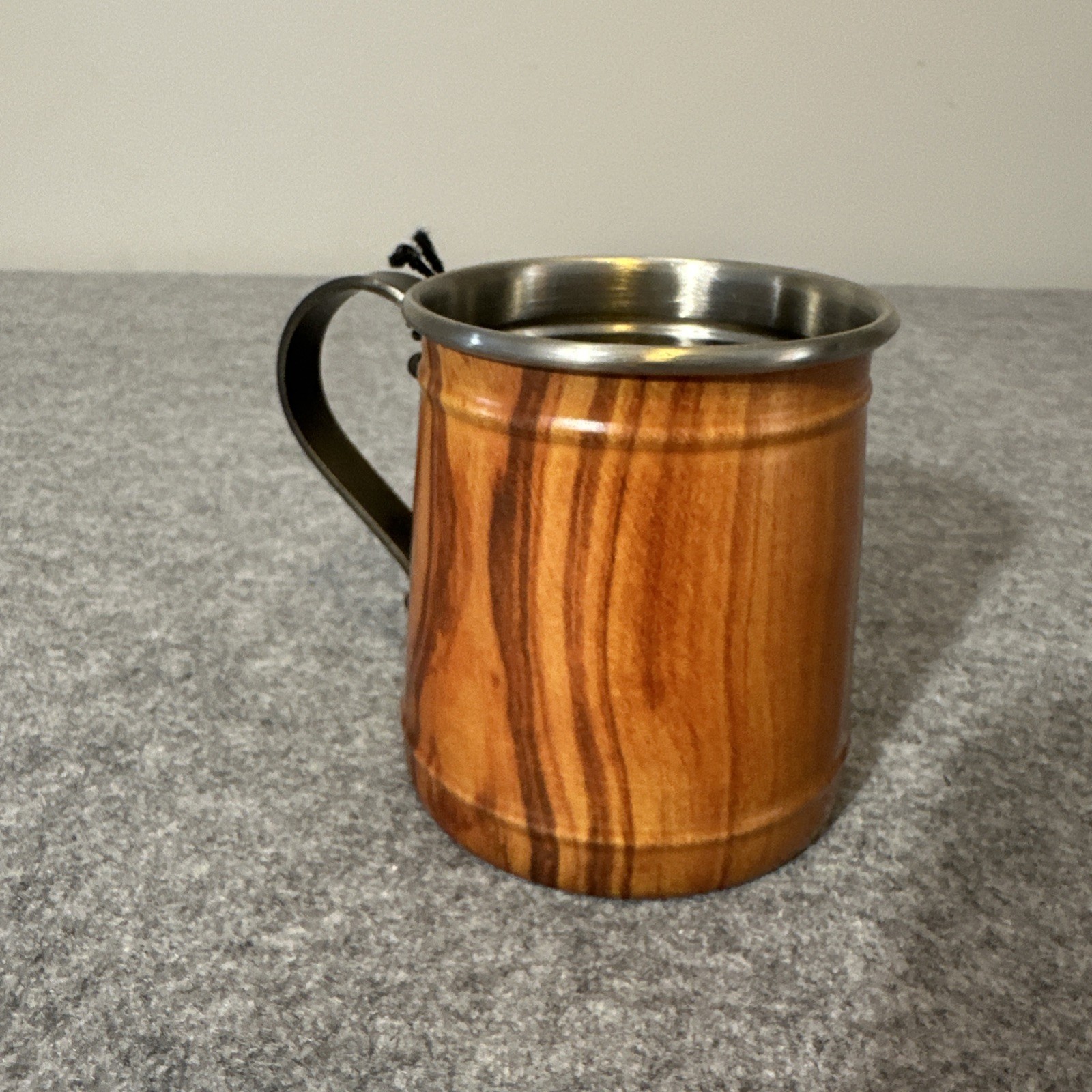 THIRSTYSTONE by Cambridge Stainless Steel Wood Pattern Beer Stein Mug 20 Oz -NEW