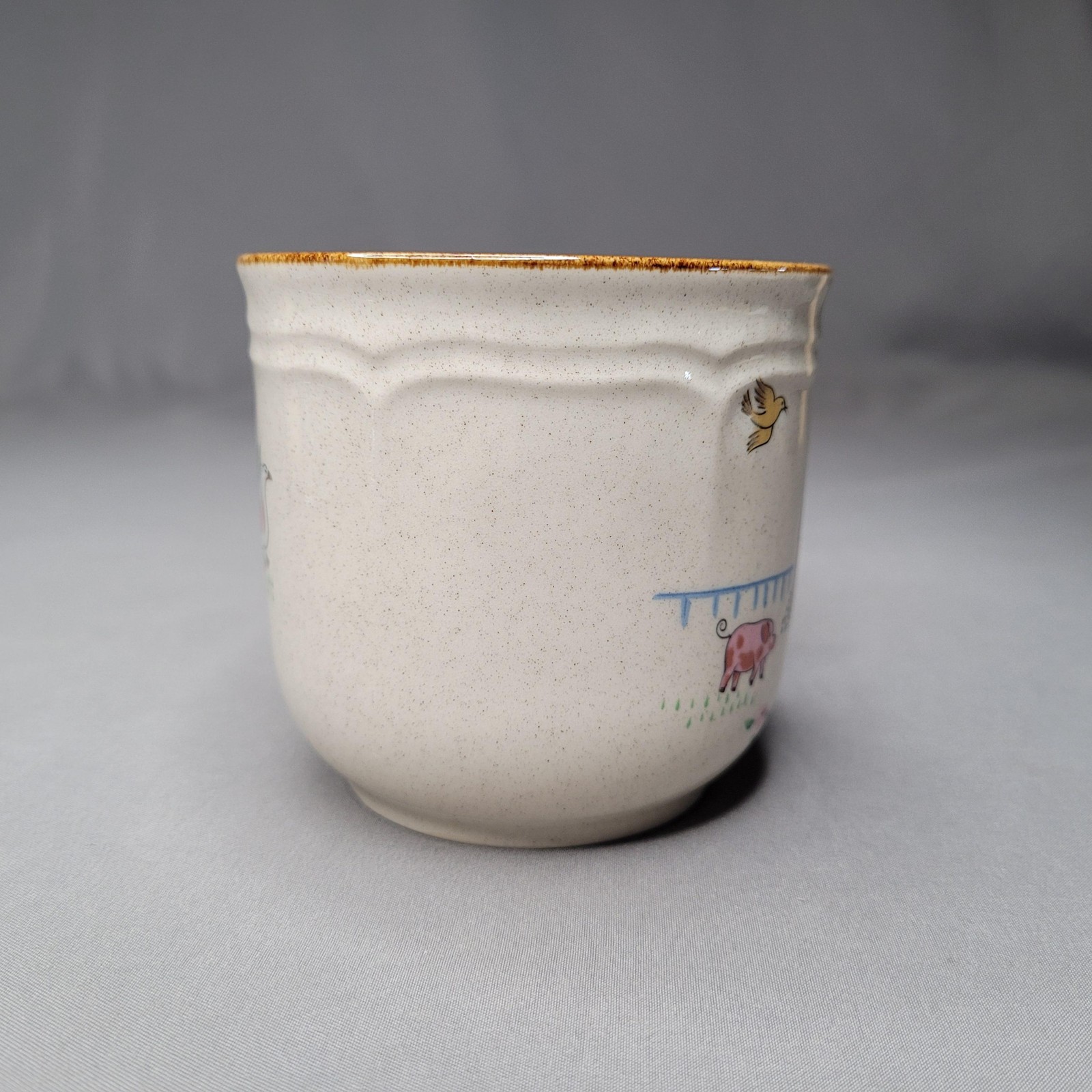 Vintage International Stoneware Coffee Mug Country Village Farm Animals Japan