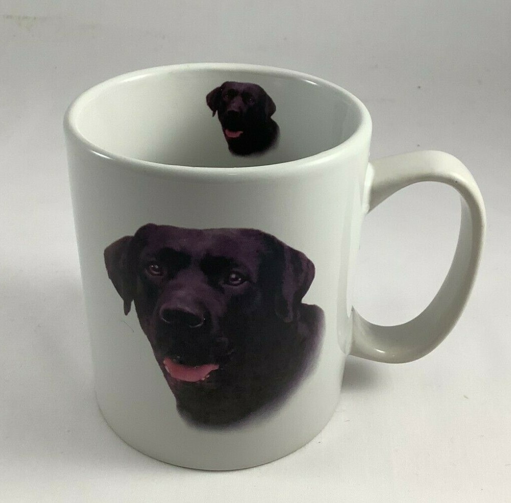 Black Labrador Ceramic Coffee Cup Mug by Bowwowmeows 16 ou 4.25 in Tall