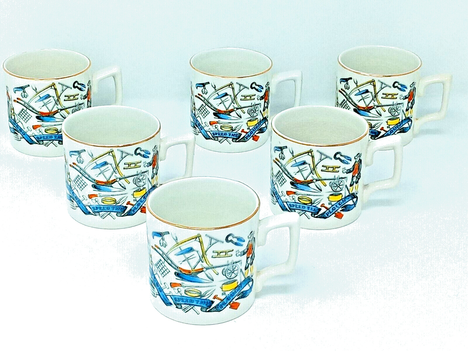 Burgess and Leigh Farmers Arms Punch Mugs antique 1920s euc 5 oz Group 2