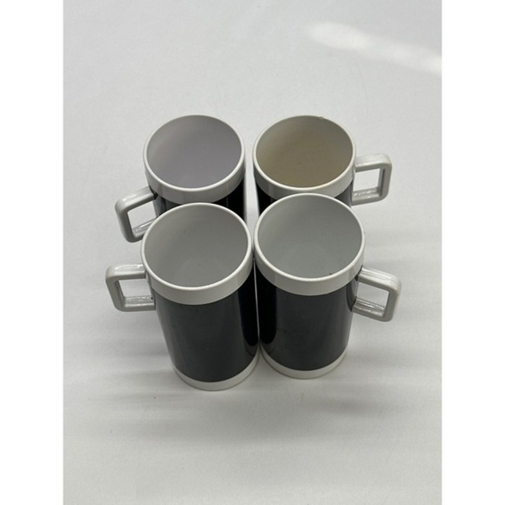 Braniff Airlines Black and White Cylindrical Coffee Mugs Set of 4
