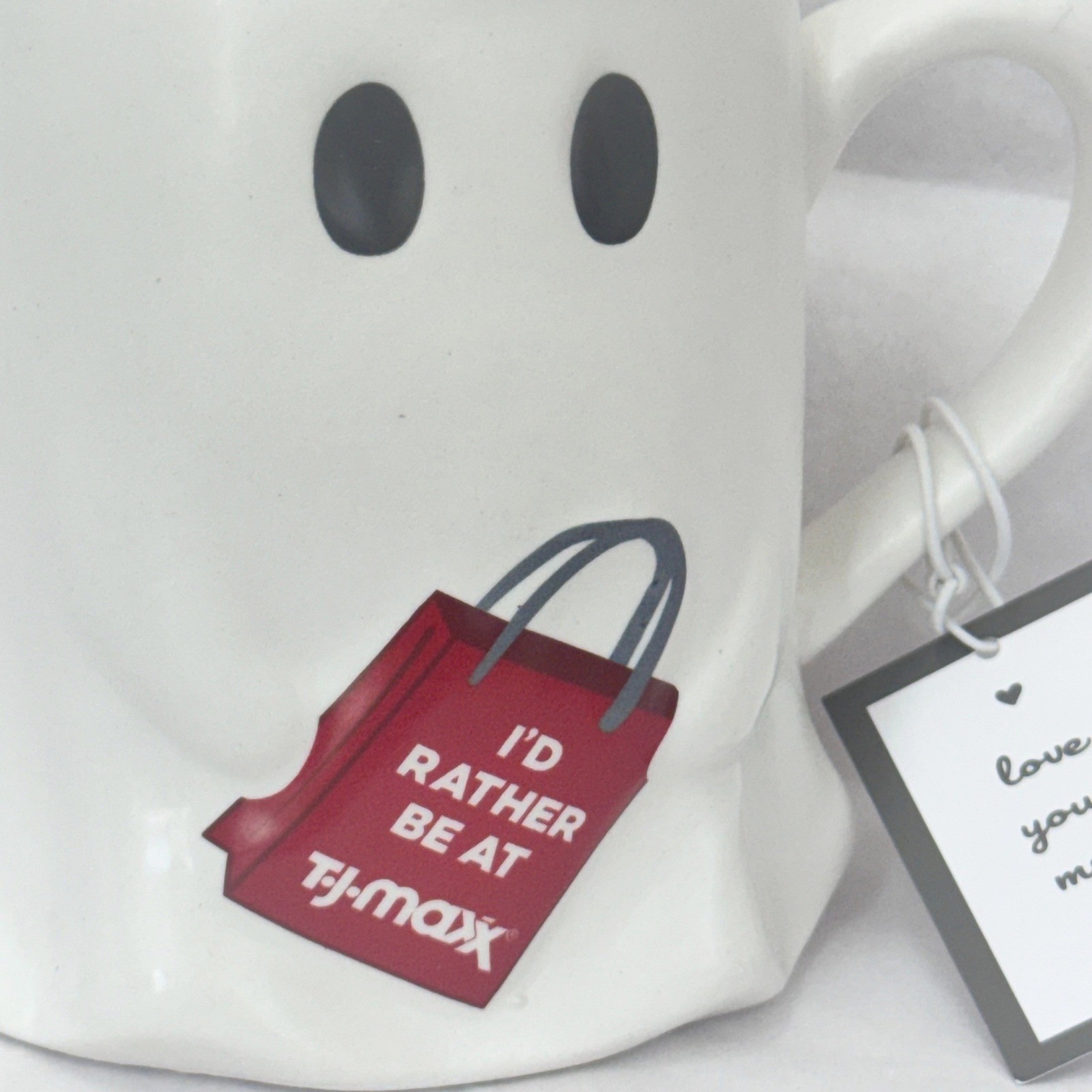 TJ Maxx Ghost Mug Halloween Ceramic Coffee Cup “I’d Rather Be at TJ Maxx” NWT