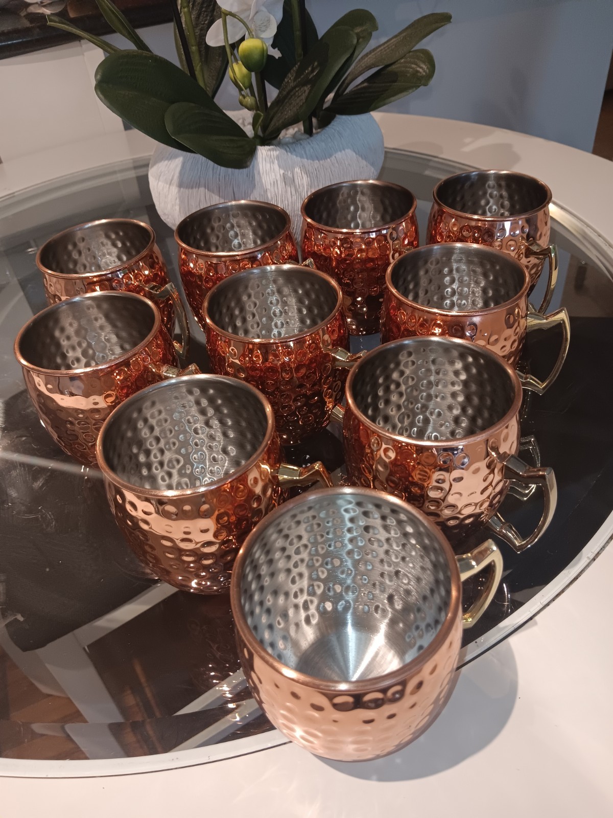 SET OF 10 MOSCOW MULE MUGS LARGE 20OZ HAMMERED COPPER PLATED STAINLESS STEEL NEW