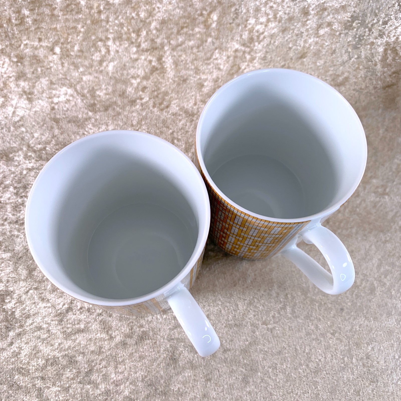 Hermes Paris Mug Cup Mosaique Au 24 Gold Porcelain Tableware Set of 2 with Case