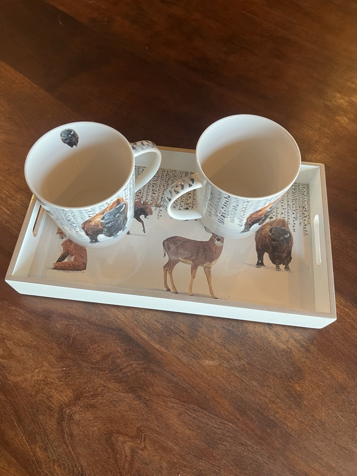 ppd Bone China Coffee Mug Set Wild Animal Print 12oz Two-Piece Microwave Safe
