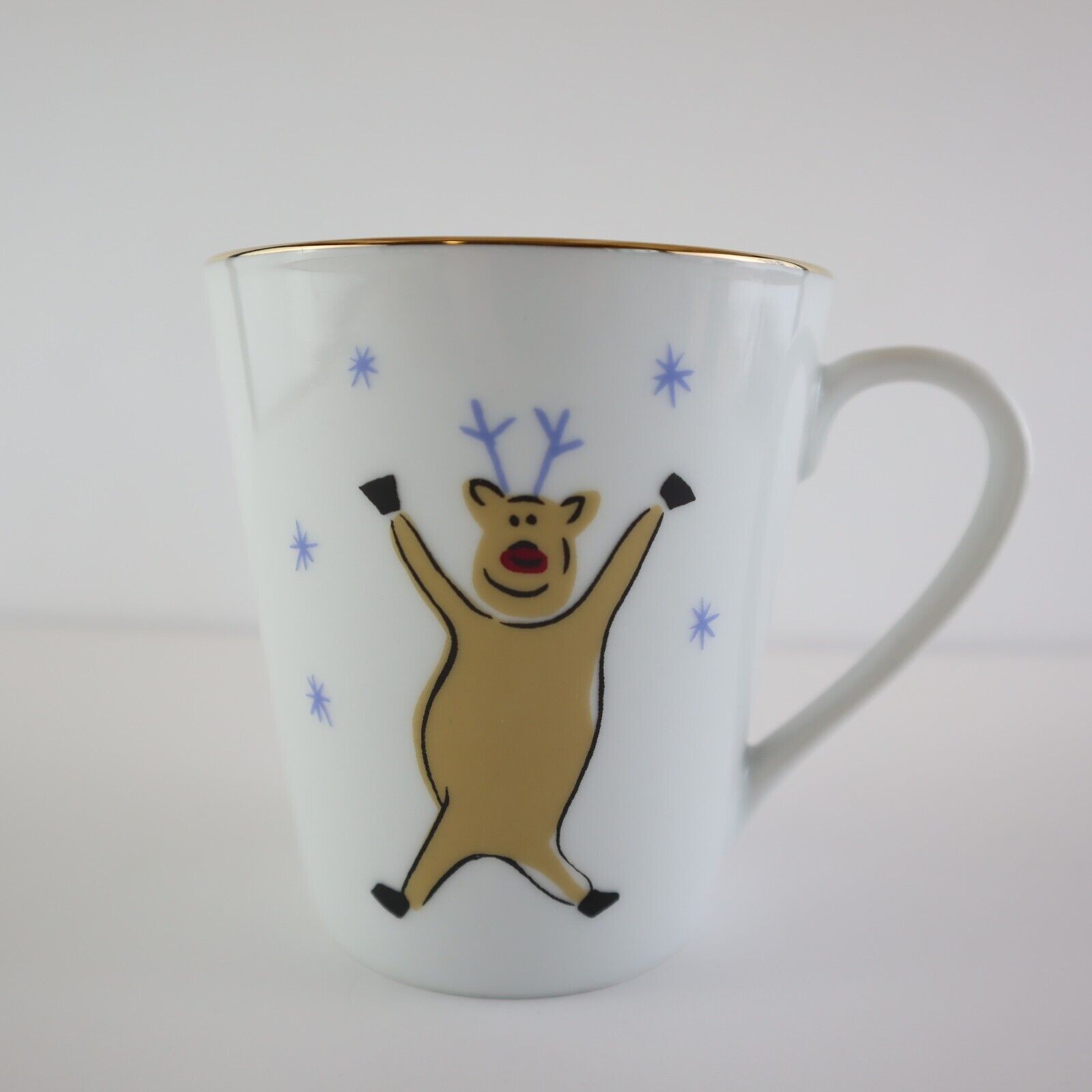 Set of 4 10 oz. Merry Brite 2001 Porcelain Mugs 4 Unique Designs