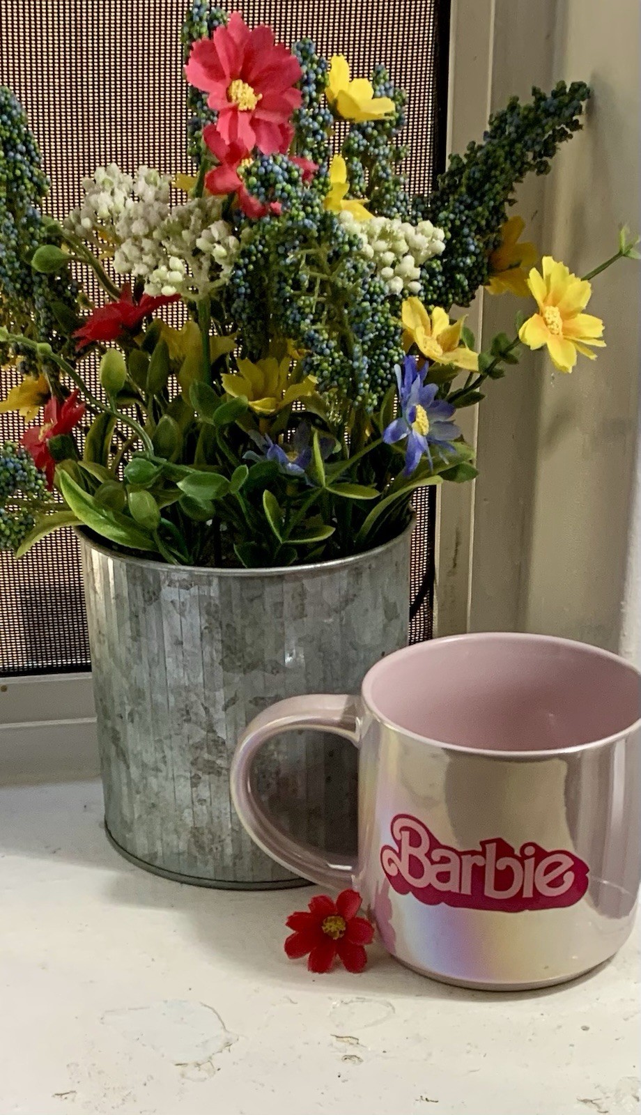 Barbie The Movie Stoneware Coffee Mug, Iridescent Pink Interior 15 fl oz