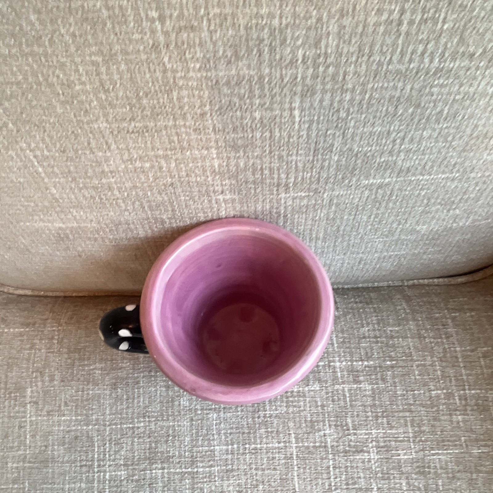 “Hot Flashy!” Pink Ceramic Novelty Coffee Mug Black/White Polka Dot Handle 11oz