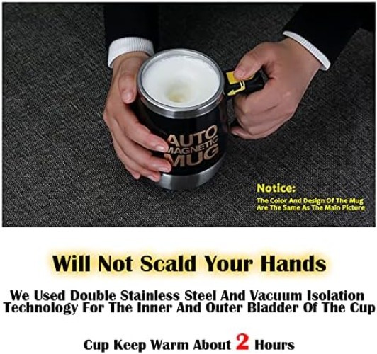 Rechargeable Self Stirring Mug – Magnetic Stainless Steel Cup in Elegant Pink