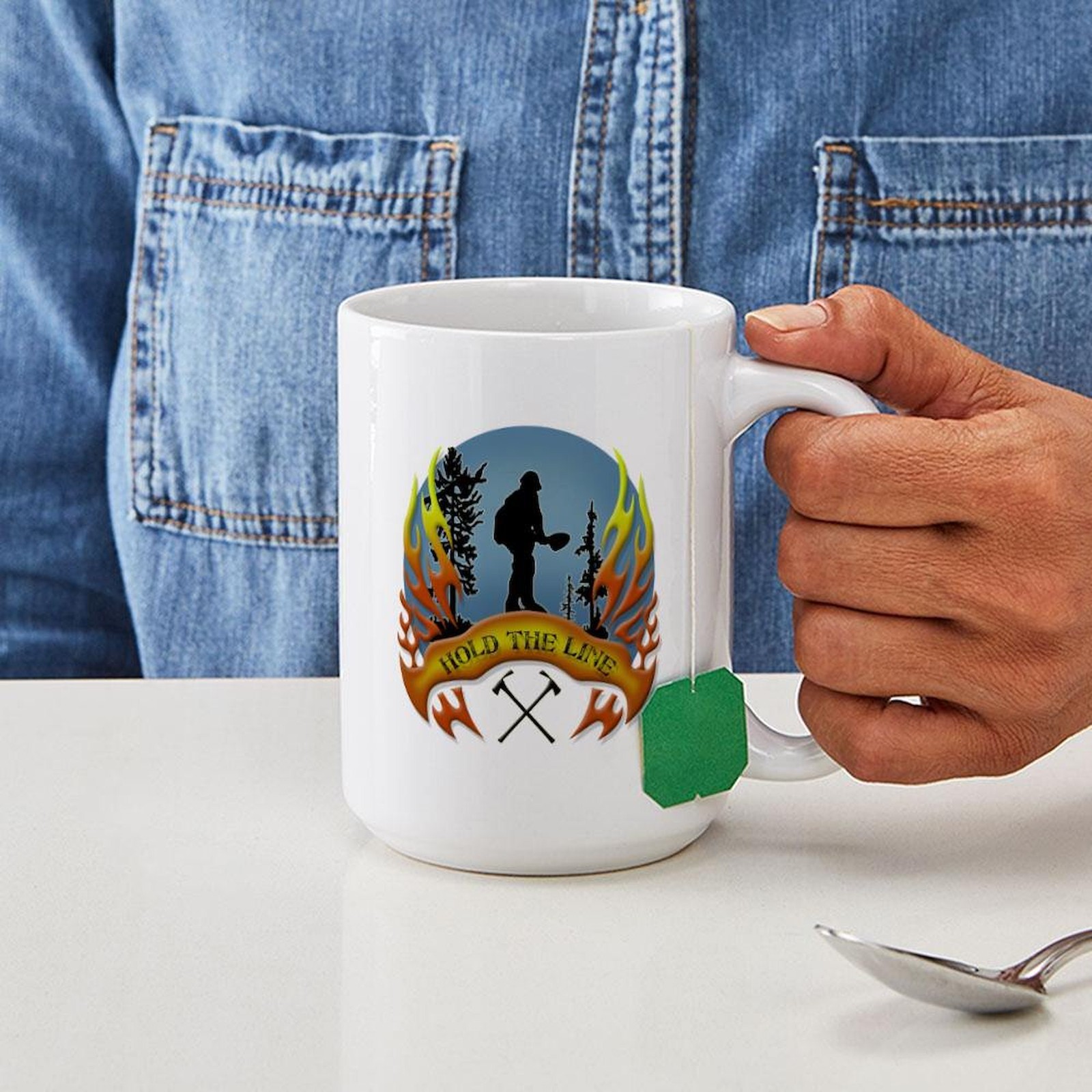 CafePress Wildland Firefighter (Hold The Line) Large Mug (1504261774)