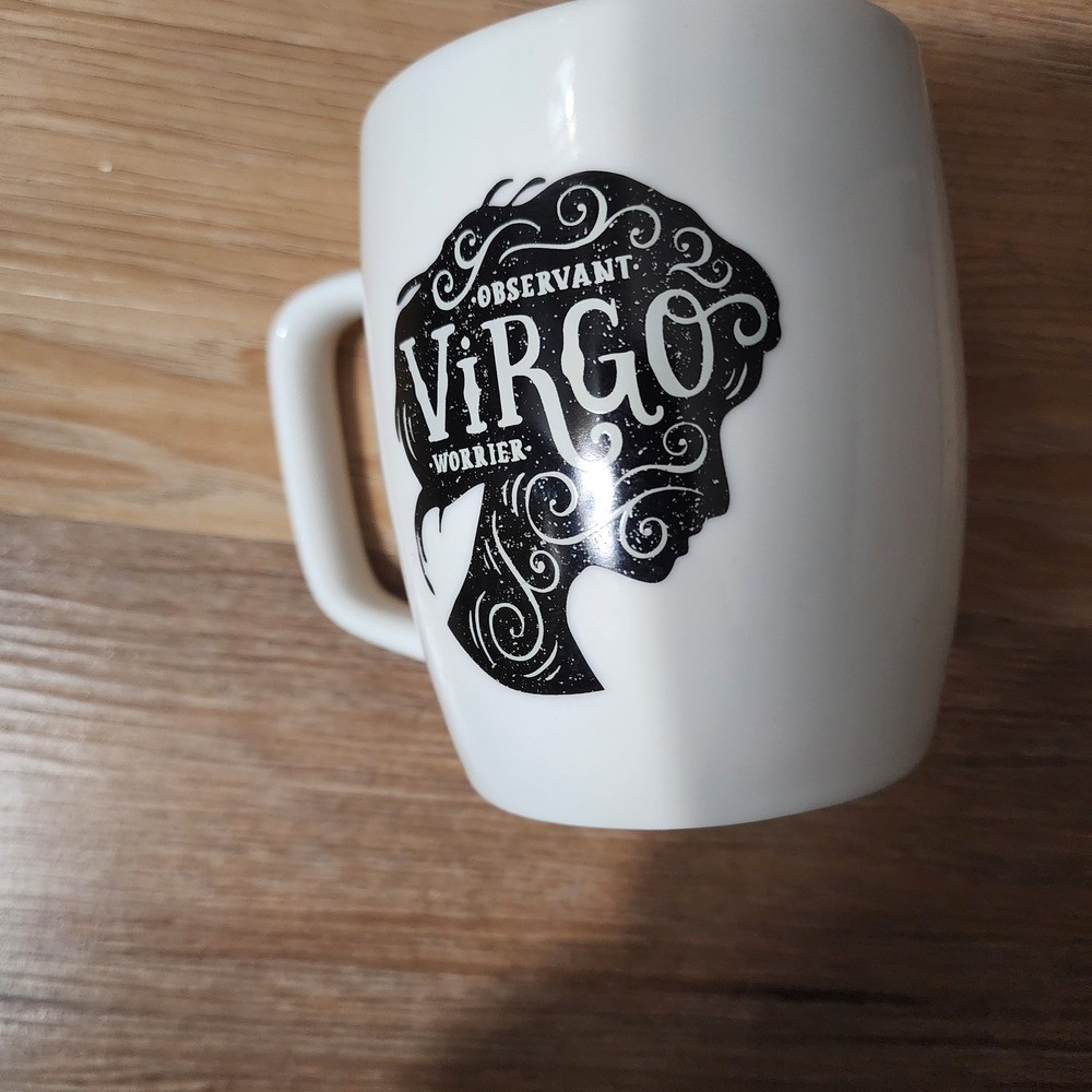 Source Unknown White Virgo Zodiac Mug with Black Silhouette Design