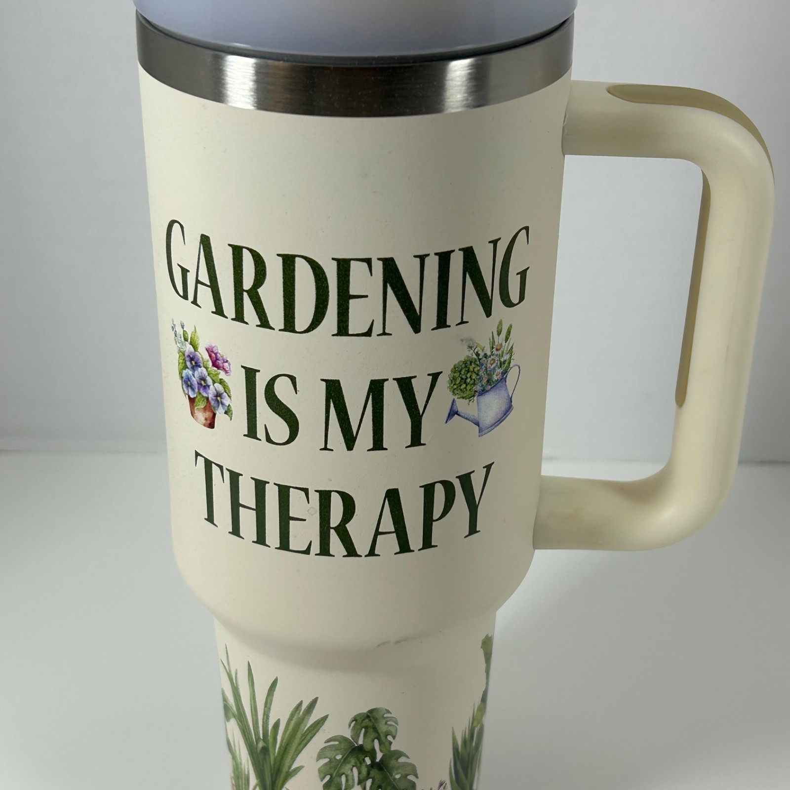 Gardening Is My Therapy Insulated Cup w/ Straw Travel Mug