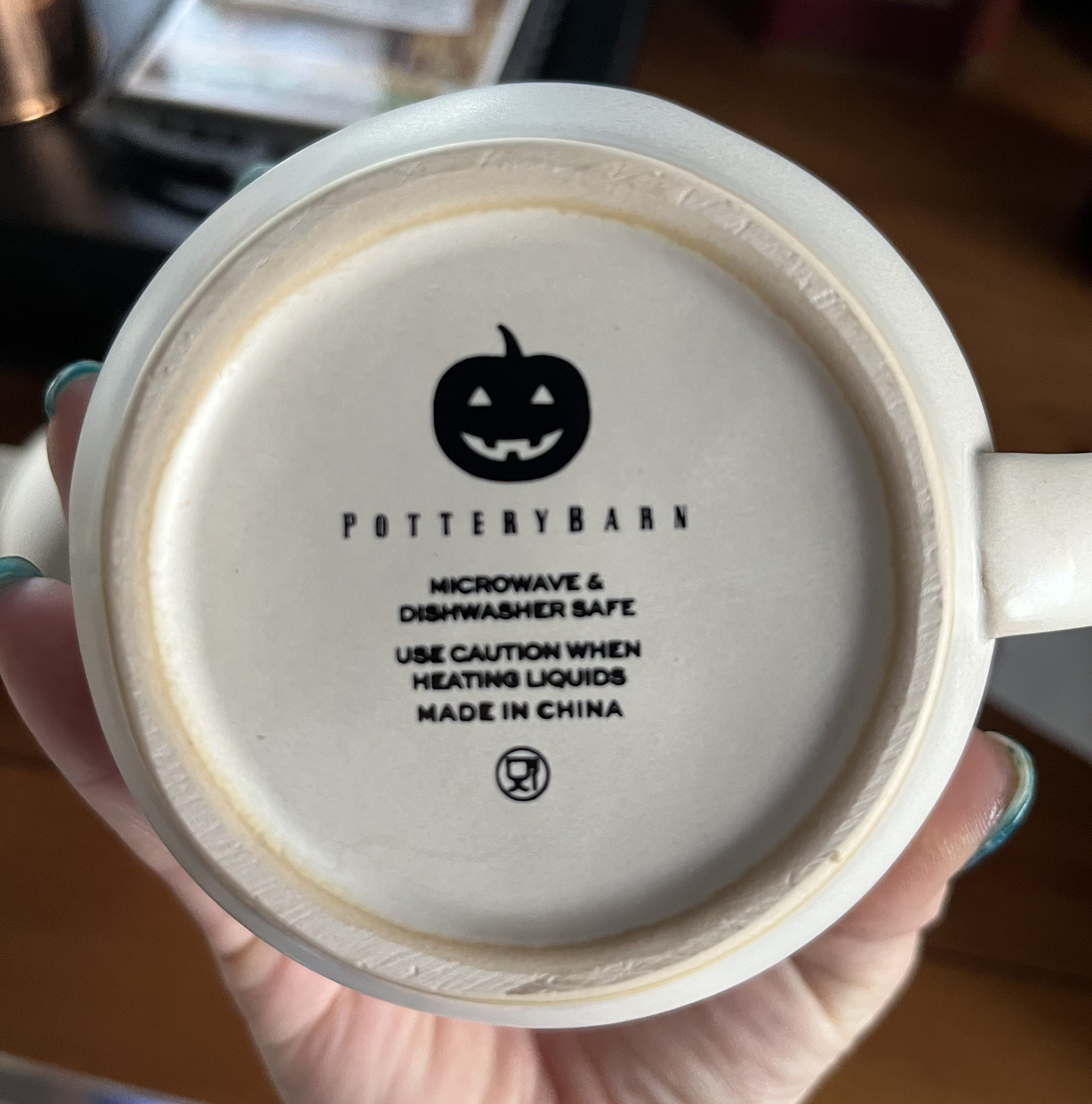 Set of 4 Pottery Barn Ghost Mugs Halloween Cups Stoneware Matte White Spooky EUC