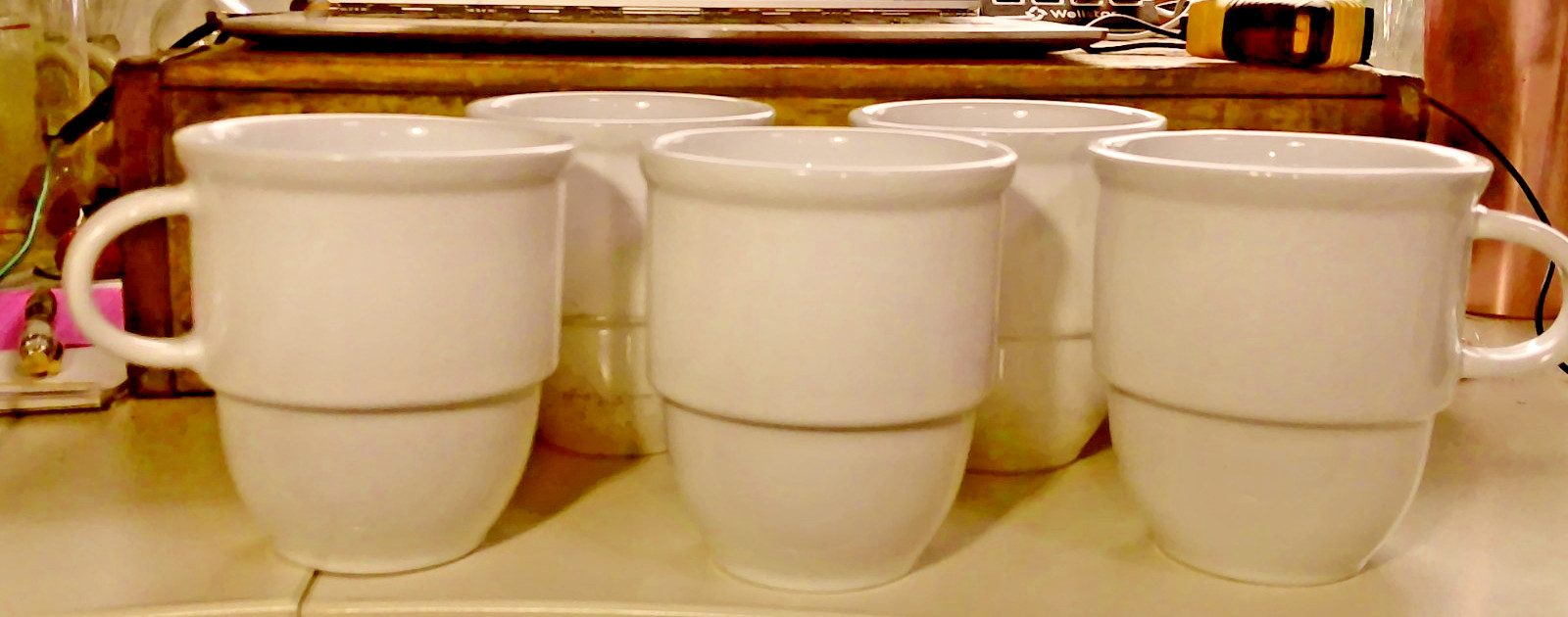 Belagio White Stackable Large Coffee Mugs Set of 5
