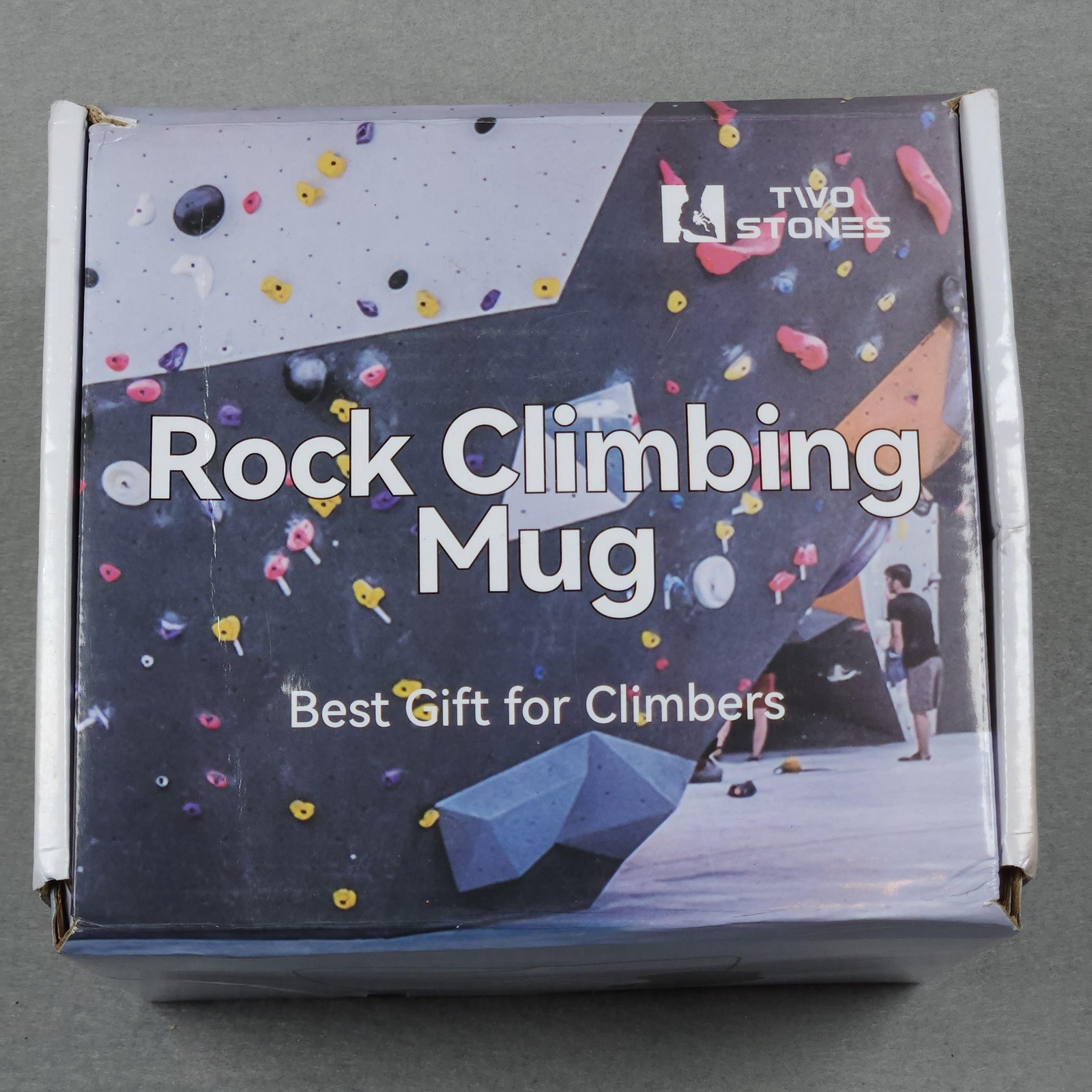 Two Stones Rock Climbing Mug White Blue Ceramic Cup Gift For Climbers Hold Fun