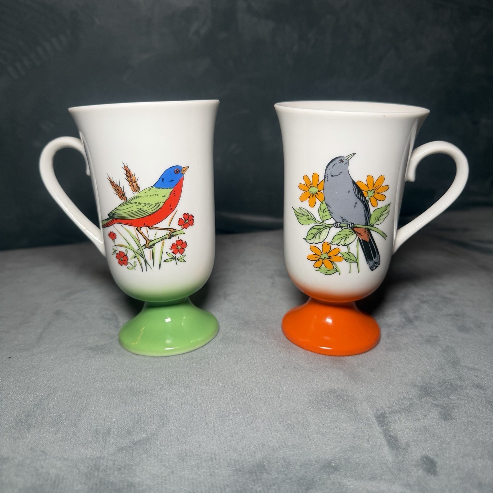 Fred Roberts Vintage Song Birds Set of Two Pedestal Coffee Mugs – Irish Coffee