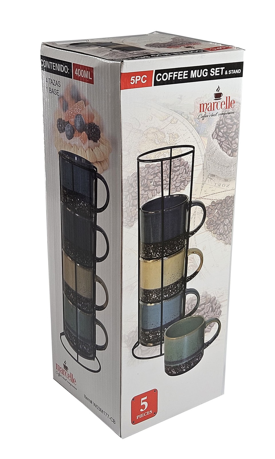 4 Piece 14 oz Stackable Ceramic Coffee Mug Set