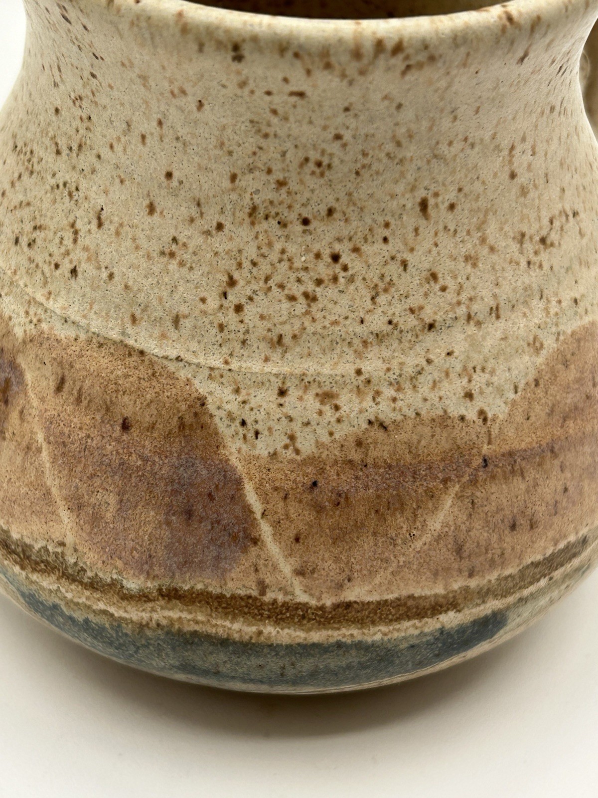 Studio Pottery Stoneware Coffee Cup Mug Blue Cream Brown – Artist Signed