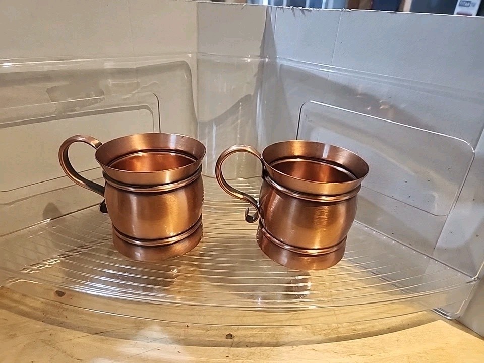 Greggian’s Copper Moscow Mule Mugs 16 fl oz w/ Handles Set of 2 Made in USA
