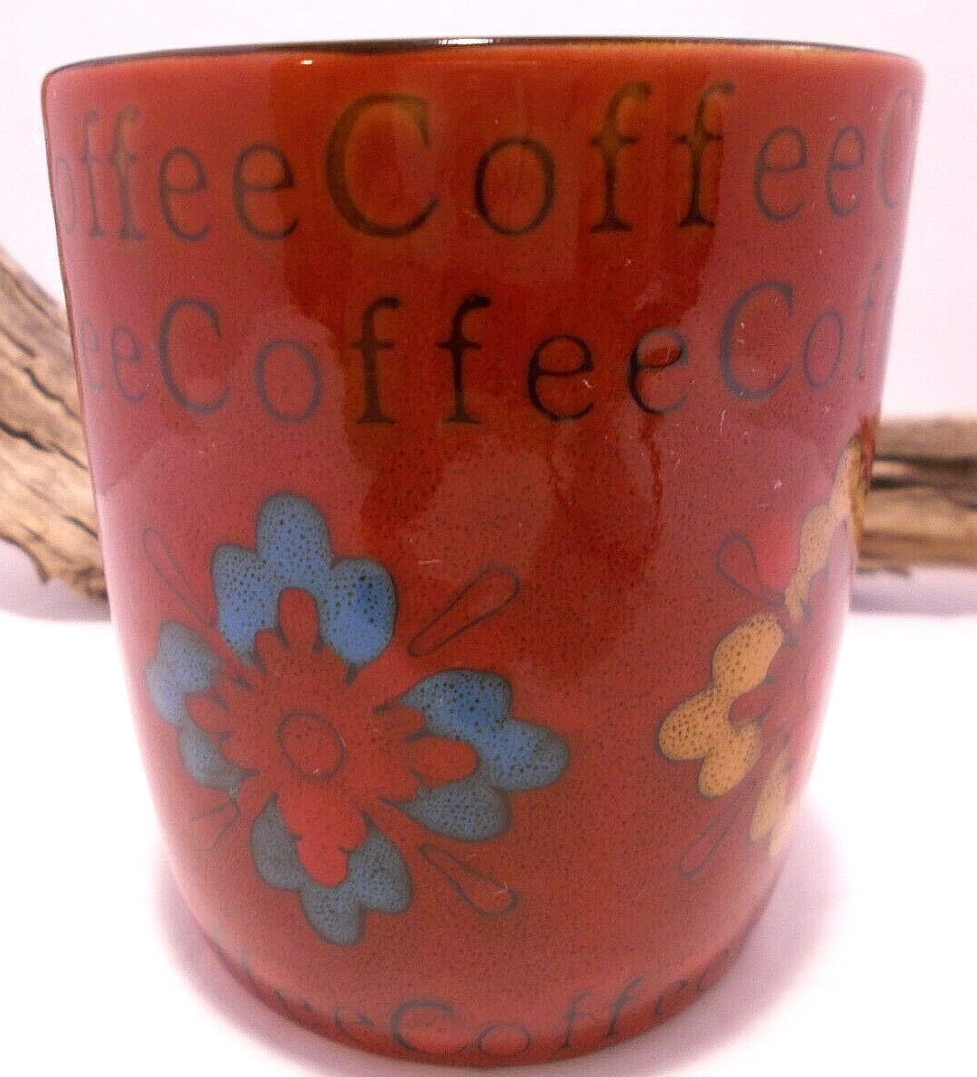 Mr. Coffee Vintage Coffee Tea Cup Ceramic Mid Century Modern Red w Spoon Holes