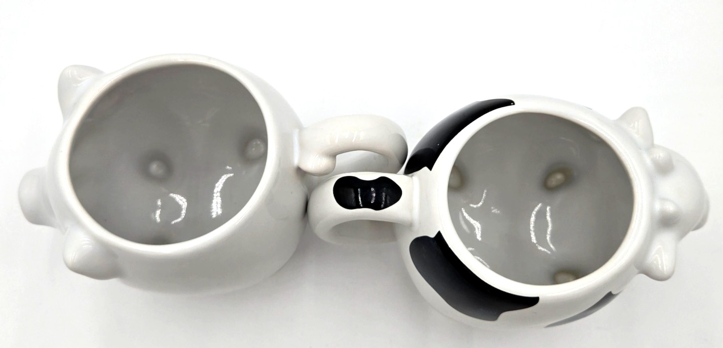 Food Network Cow & Pig Stoneware Coffee Mug Cup Set Farm Animal 12oz Tail Handle