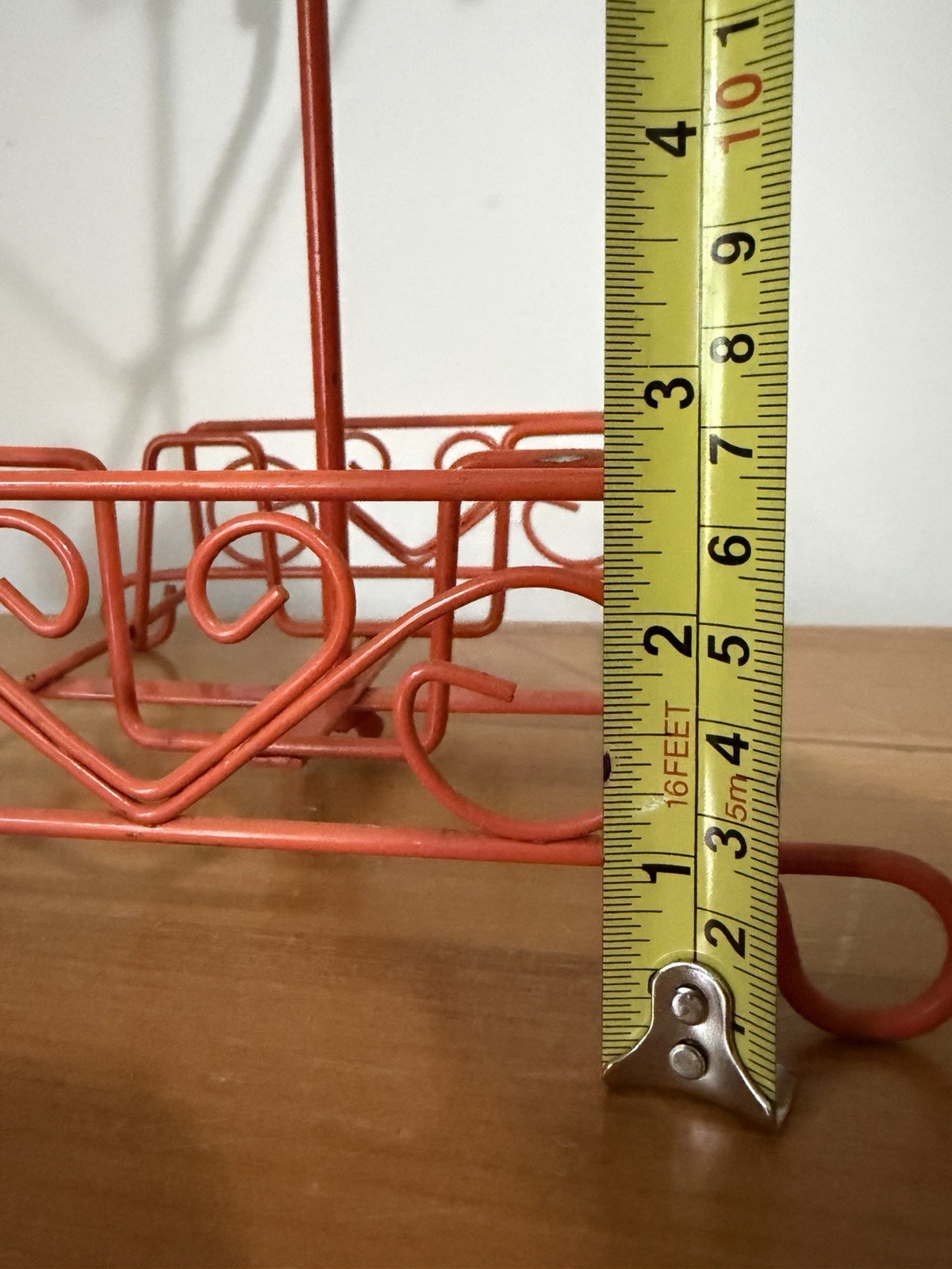 Vintage 70s Metal Mug Tree Holder JAPAN MCM Mid Century Modern Orange Heart Bar