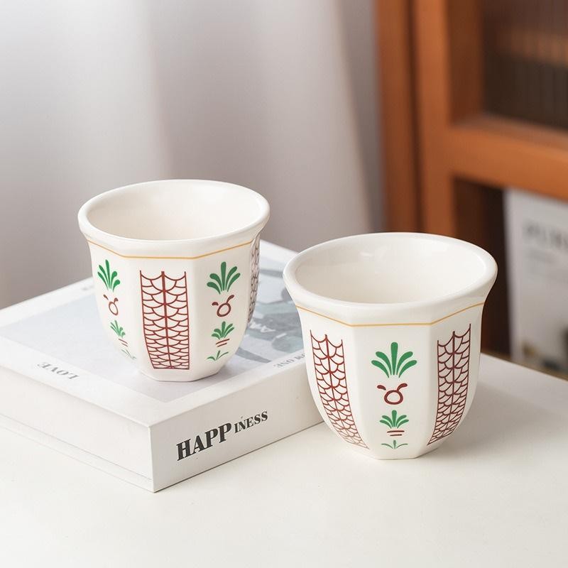 180ml/250ml Espresso Cups Art Flower Pattern Anti-scald Latte Coffee Mugs Hand H