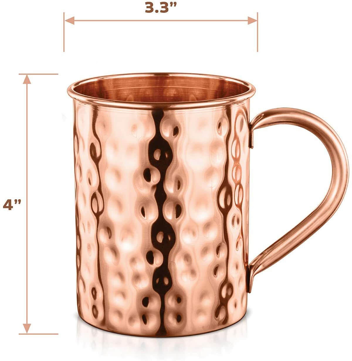 AVADOR Handcrafted Cylindrical Shape 100% Pure Copper Moscow Mule Mugs Set of 4