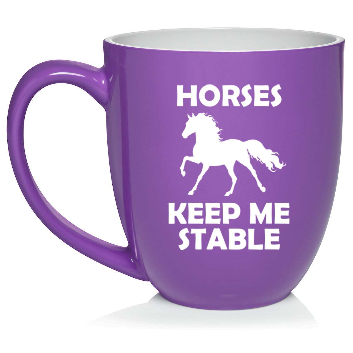 16 oz Bistro Ceramic Coffee Mug Cup Horses Keep Me Stable