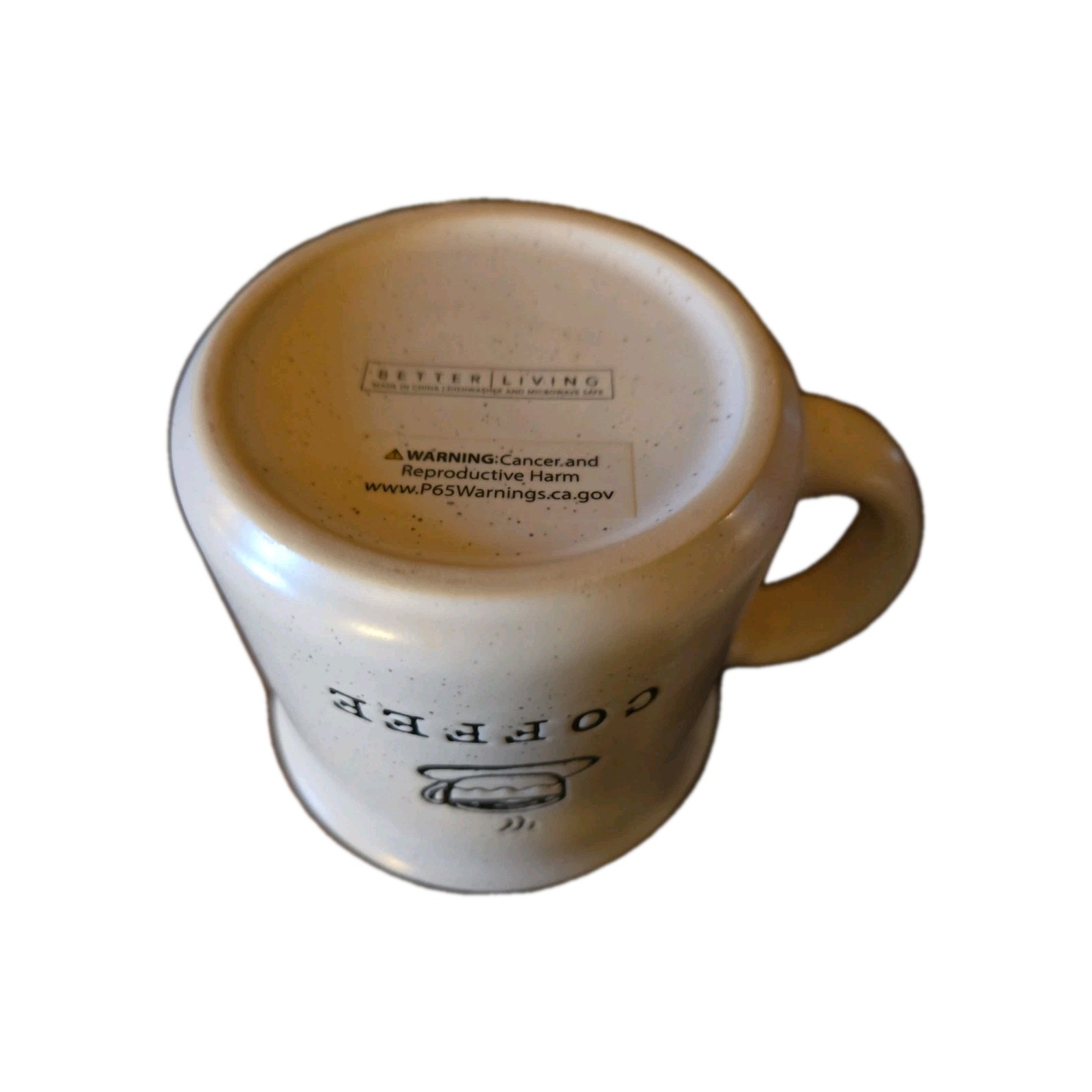 Better Living Black & White Speckled Ceramic Coffee Mug Cute Tea Cup Design