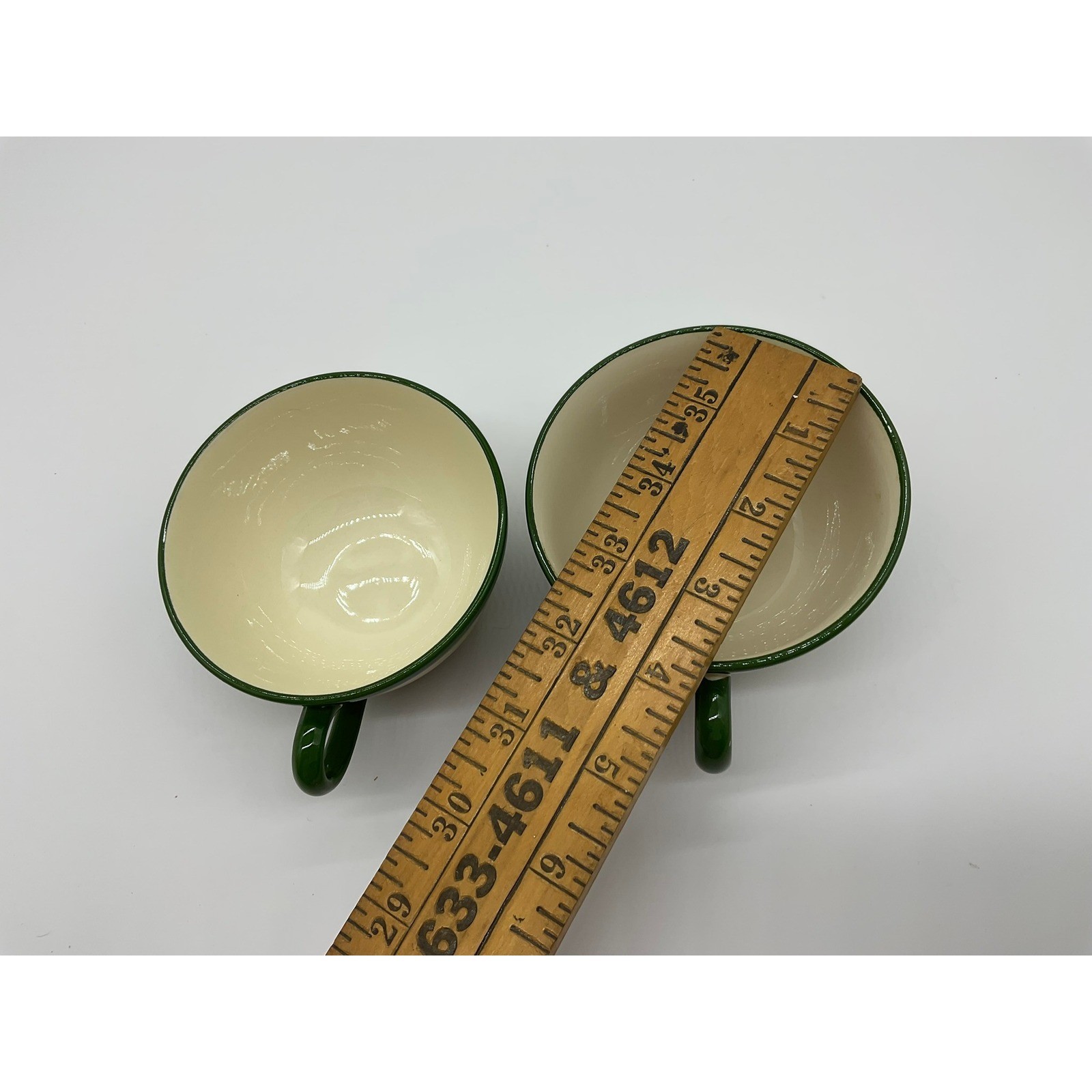 Vintage Tea Cups Unisex OS Green Orange Plaid Hand Painted Ceramic Set 2 Mug
