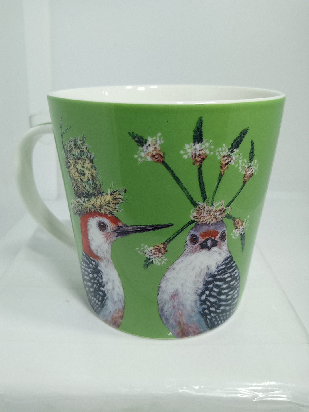 DECORATIVE BIRDS MUG. DECORATED BIRDS COFFEE MUG. BIRDS DECO MUG. B401