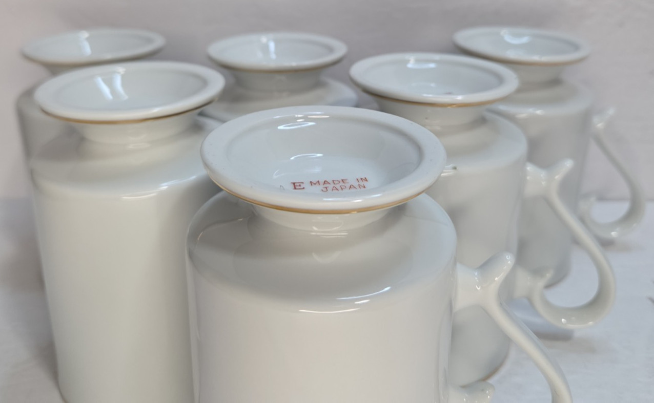 6 Vintage Royal Crown Love Birds Coffee Mugs Cups Pedestal Gold Trim Bird Lovers