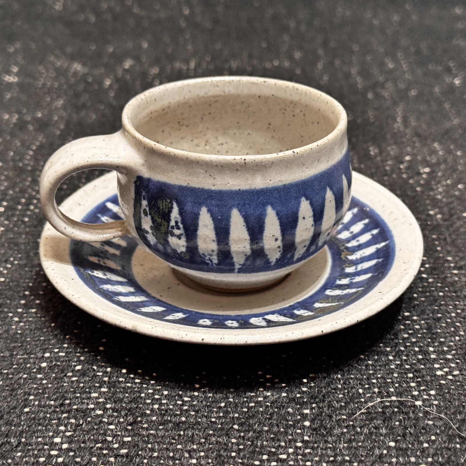 Ceramic Stoneware Artisanal Cup & Saucer 11-Piece Set, Cobalt Blue, Incomplete