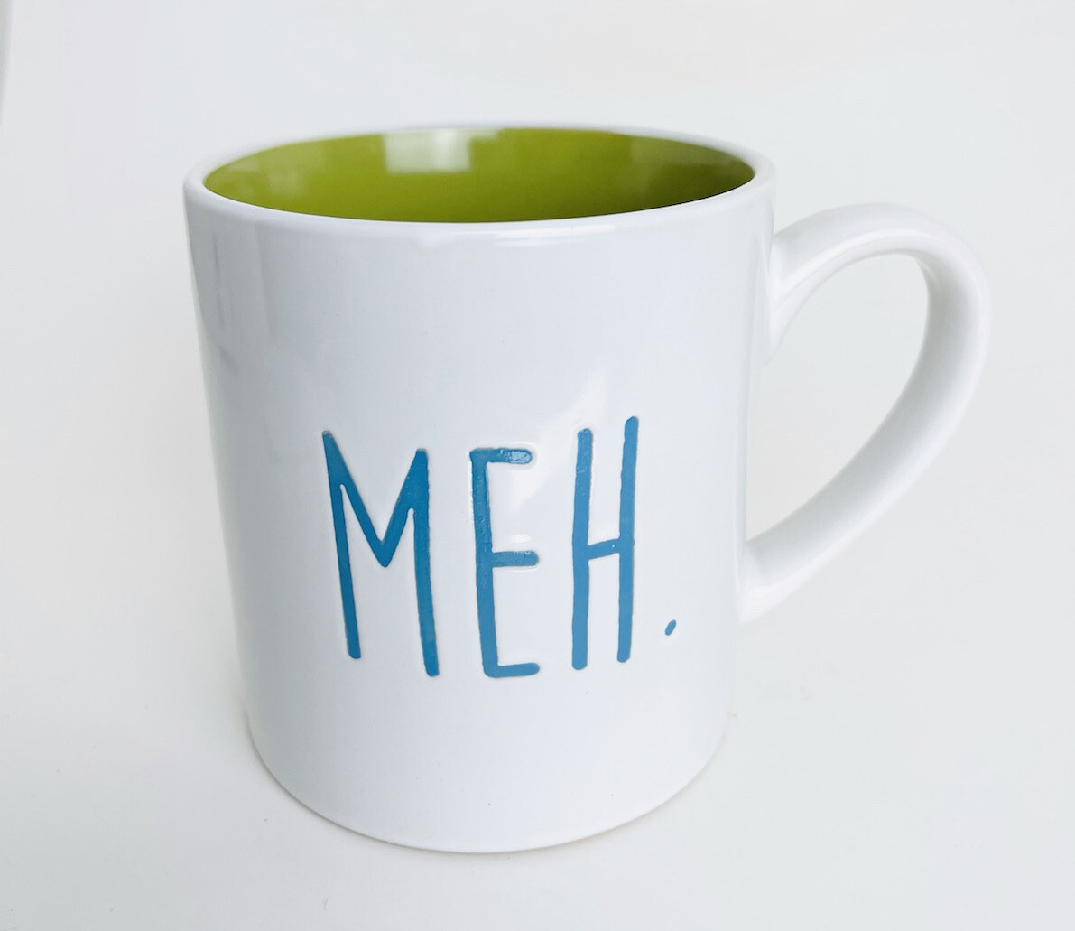Baum MEH Large Letters Interior White Coffee Mug Cup 20fl oz GREEN